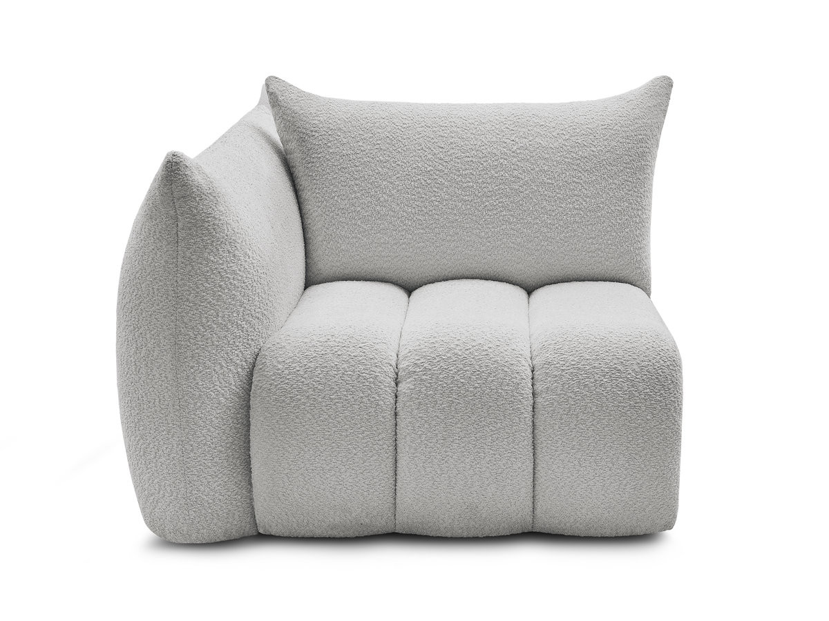 Bobochic Azra Sofamodul 1-Sitzer 117 × 112 cm Bouclé-Stoff Hellgrau Ecke links