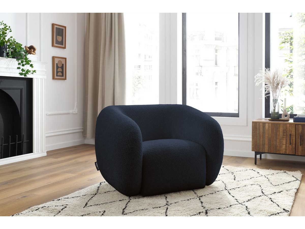 Bobochic Celine Sessel Bouclé-Stoff Dunkelblau