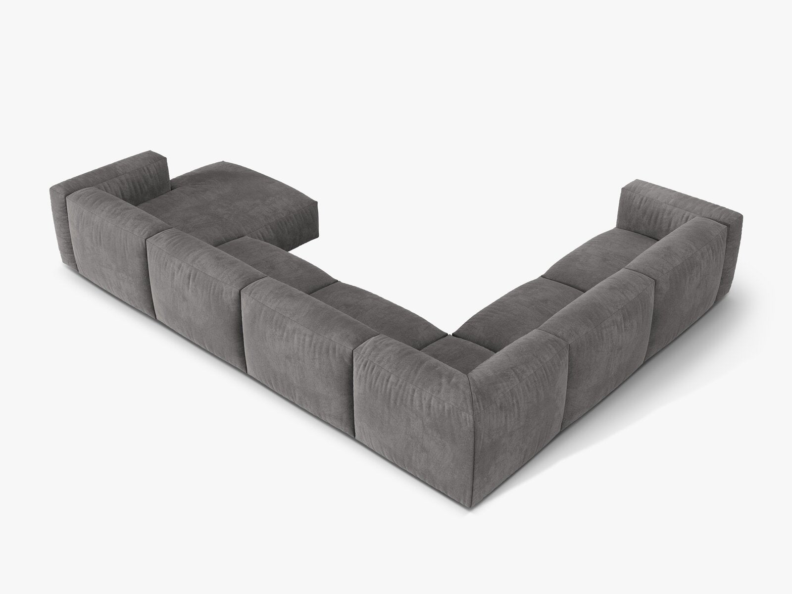 Micadoni modulares Ecksofa XL Martina 6-Sitzer Links Samt Vogue Grau