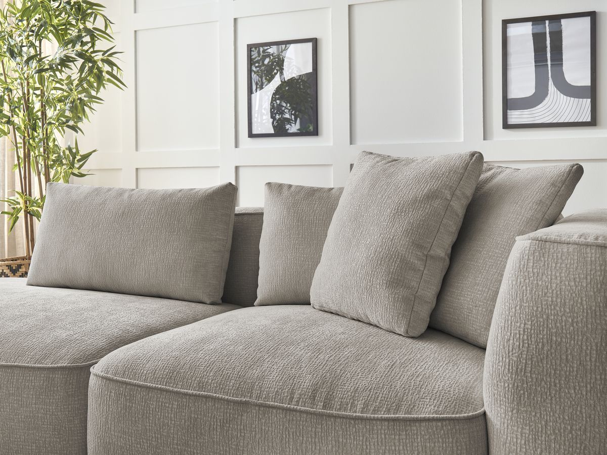 Bobochic Leopold Sofa 3-Sitzer Strukturstoff Taupe Armlehne rechts