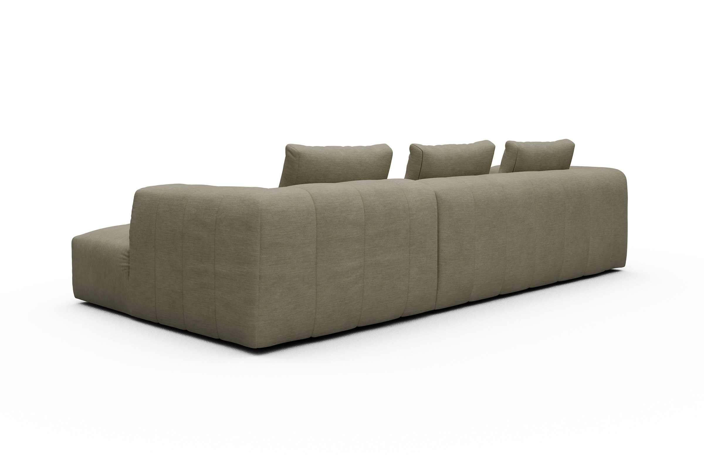 Ecksofa Hugo 2,5-Sitzer Armlehne links mit Chaiselongue Vivus-Dusty-Sand
