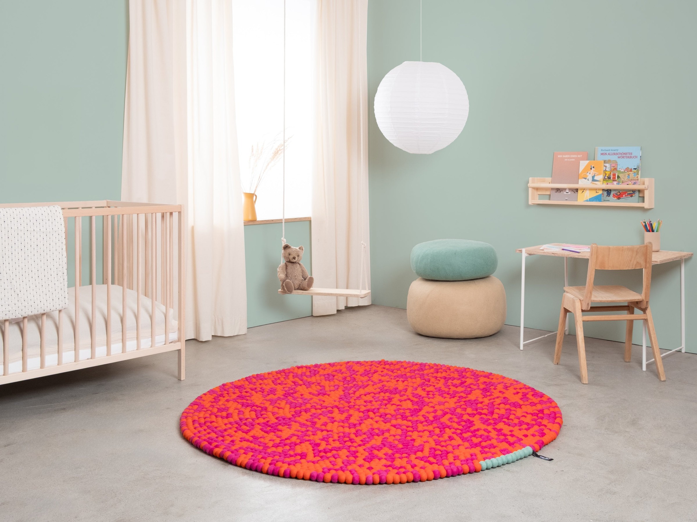myfelt Lava Filzkugelteppich Orange rund Ø 50 cm