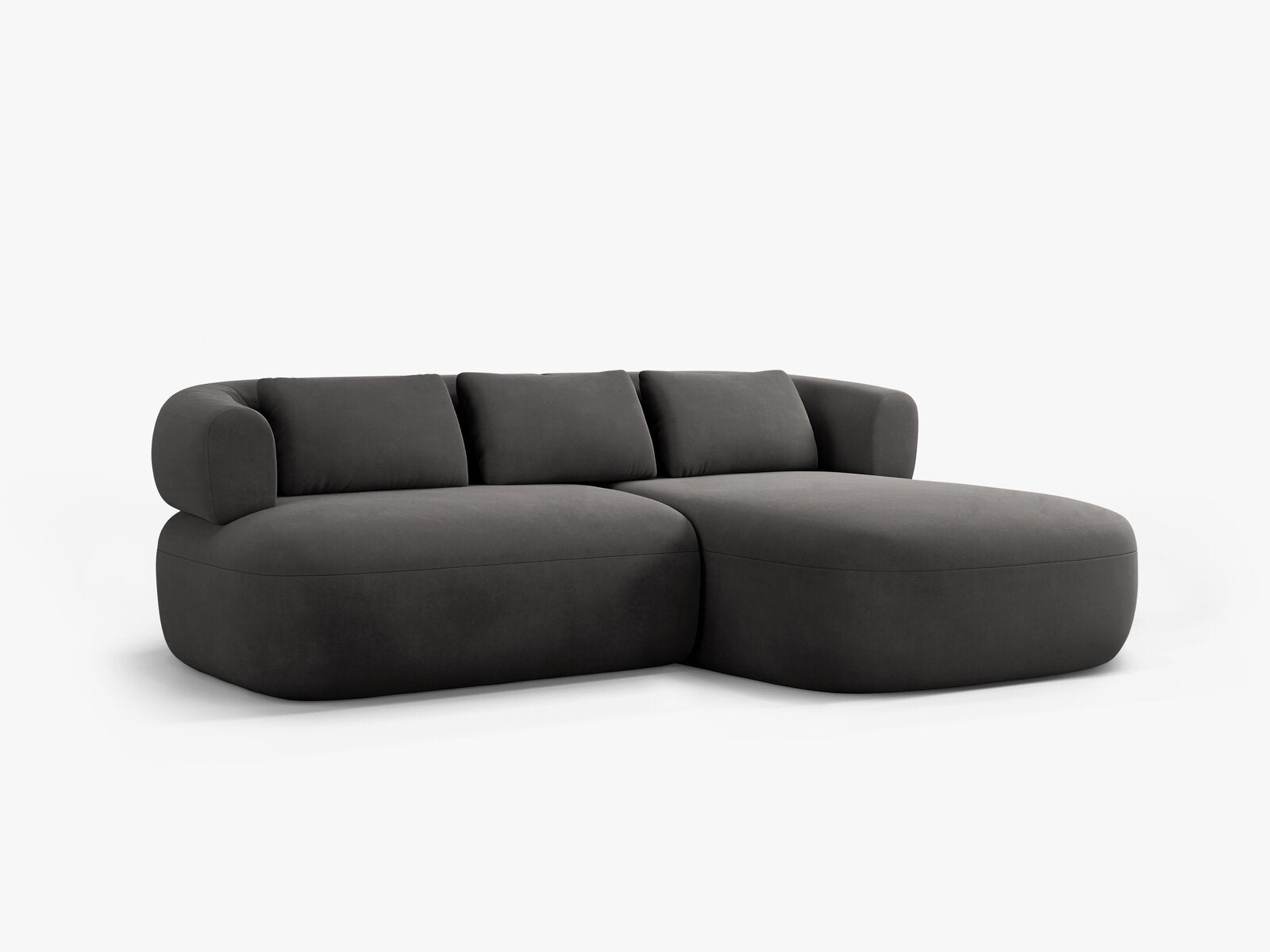 Micadoni 5-Sitzer Ecksofa Jenny Kleine Version Rechts Samt Salvador Dunkelgrau