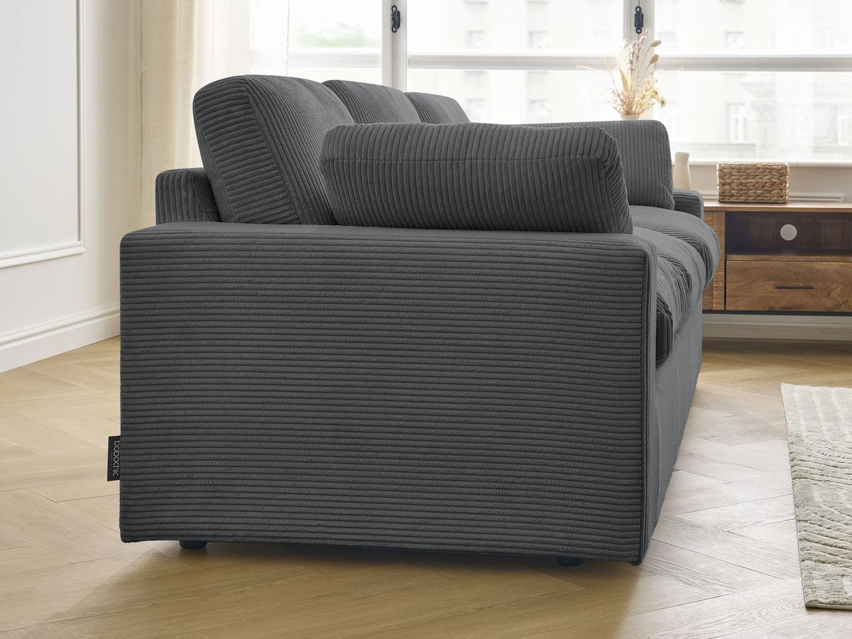 Bobochic Belair Sofa 3-Sitzer 220 × 93 cm Cordsamt Dunkelgrau