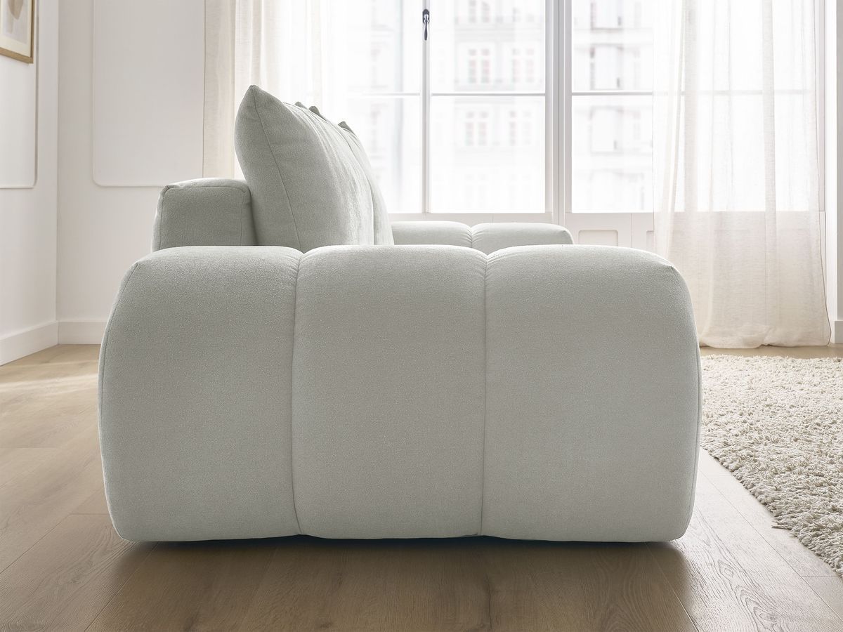 Bobochic Everest Schlafsofa 3-Sitzer mit Bettkasten, 2 Kissen Strukturstoff Hellgrau