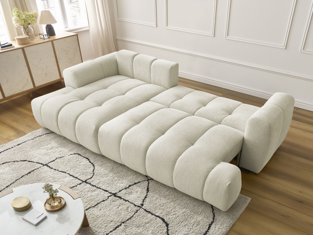 Bobochic Fuji Ecksofa mit Schlaffunktion und Bettkasten 292 × 160 cm Stoff Beige Ecke links