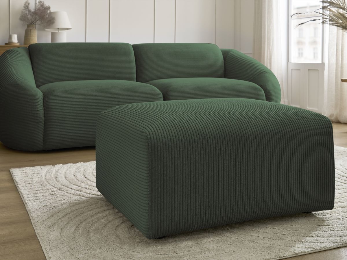 Bobochic Tina Sofa 4-Sitzer mit Pouf Cordsamt Grün