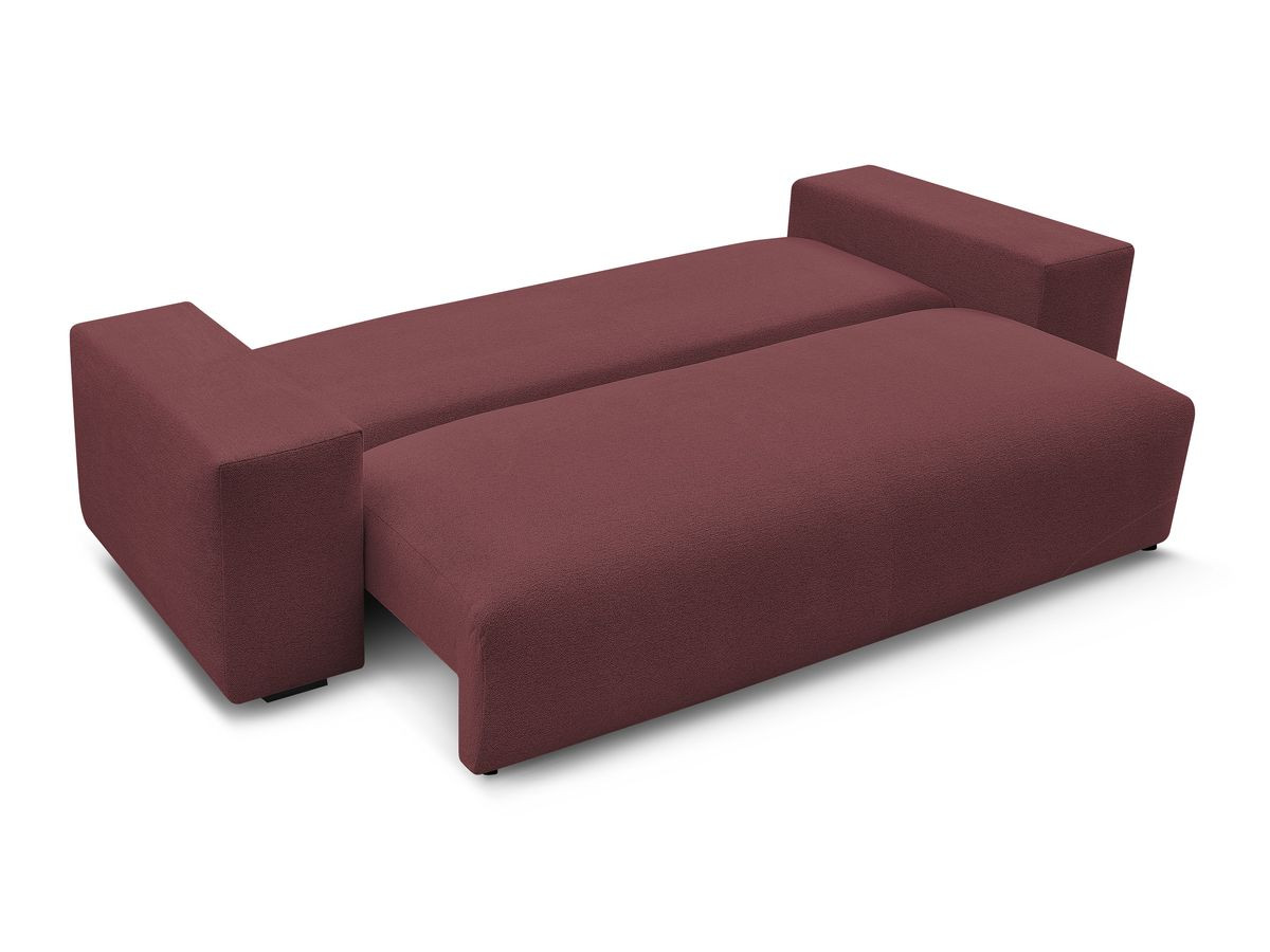 Bobochic Voltaire Schlafsofa 3-Sitzer mit Bettkasten Melange-Stoff Rot