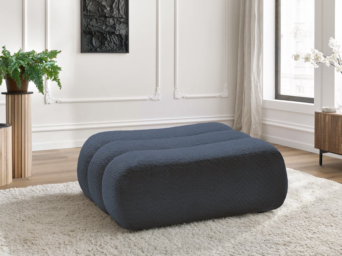 Bobochic Azra Pouf Bouclé-Stoff Dunkelblau