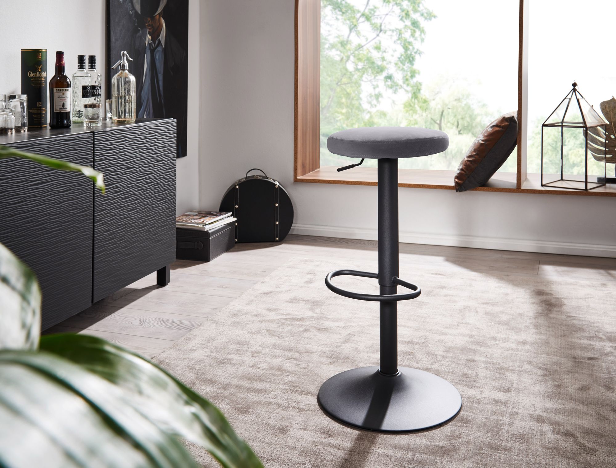 Barhocker Kaldbak Samt Grau 40 × 40 × 79 cm