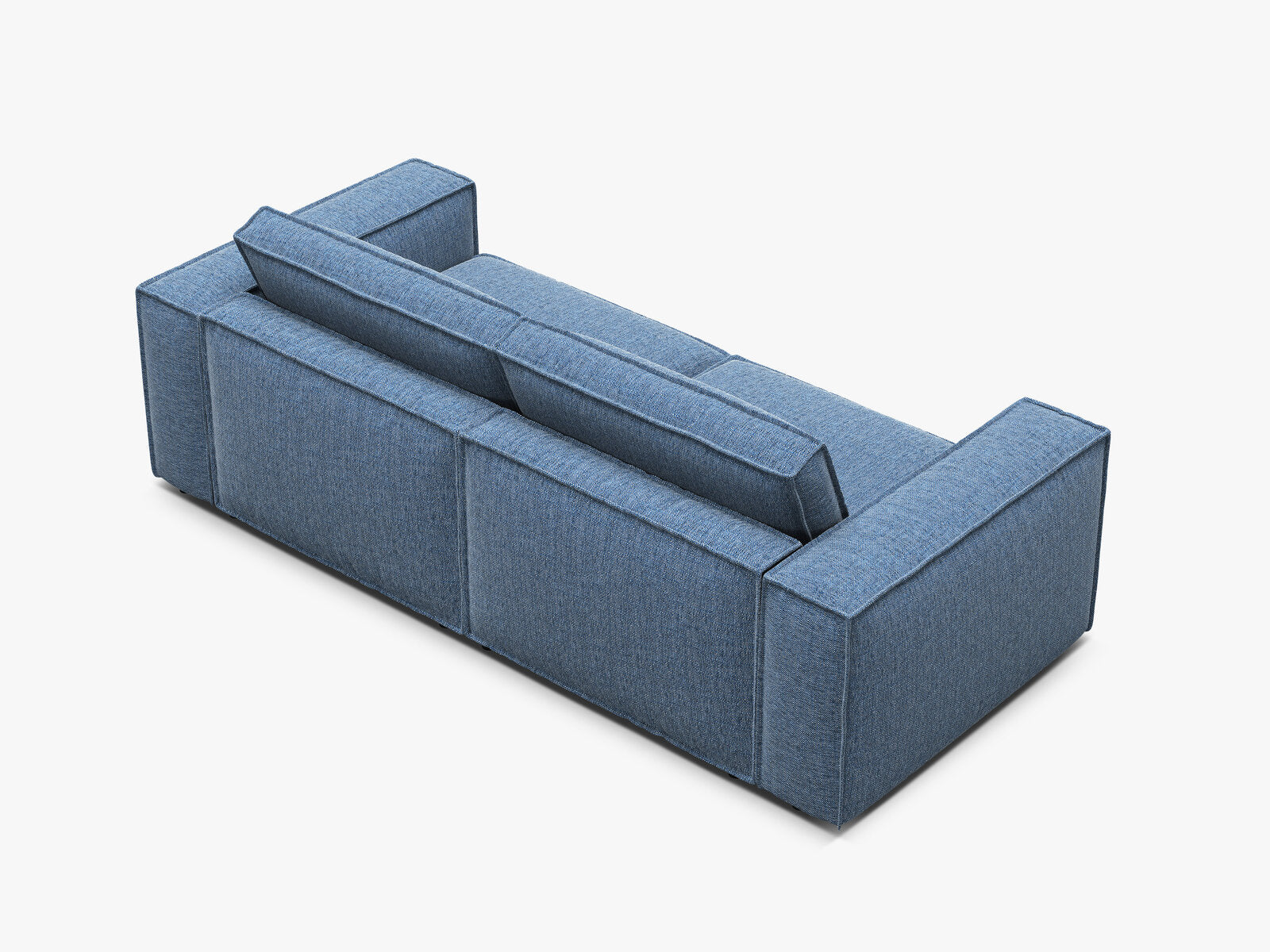 Micadoni modulares Sofa Pola 3-Sitzer Strukturierter Stoff Babel Dunkelblau