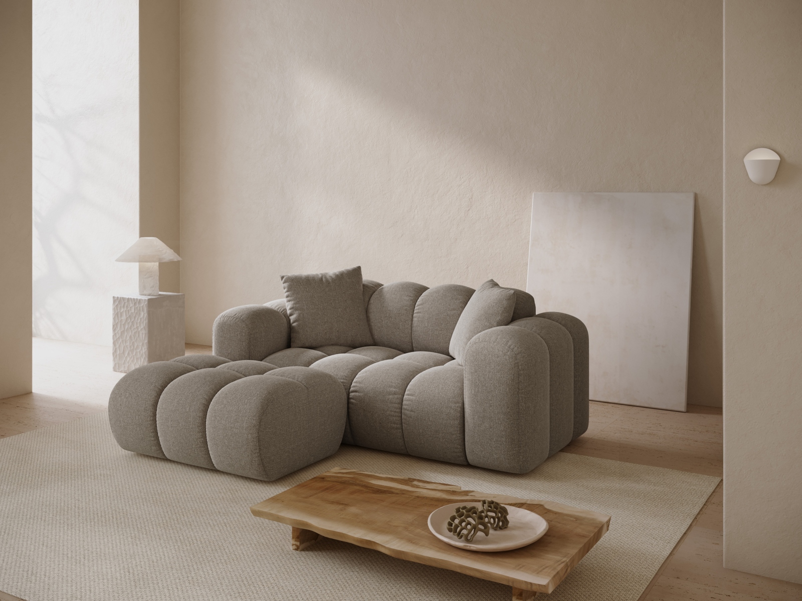 Cosmopolitan Design Ecksofa Treno 2-Sitzer Chenille Eden Dunkelbeige Links