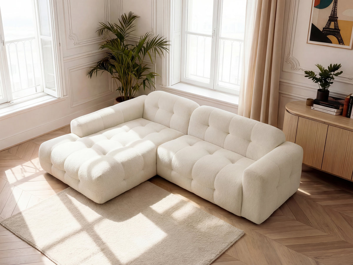 Bobochic Laura Ecksofa Melange-Stoff Beige Ecke links