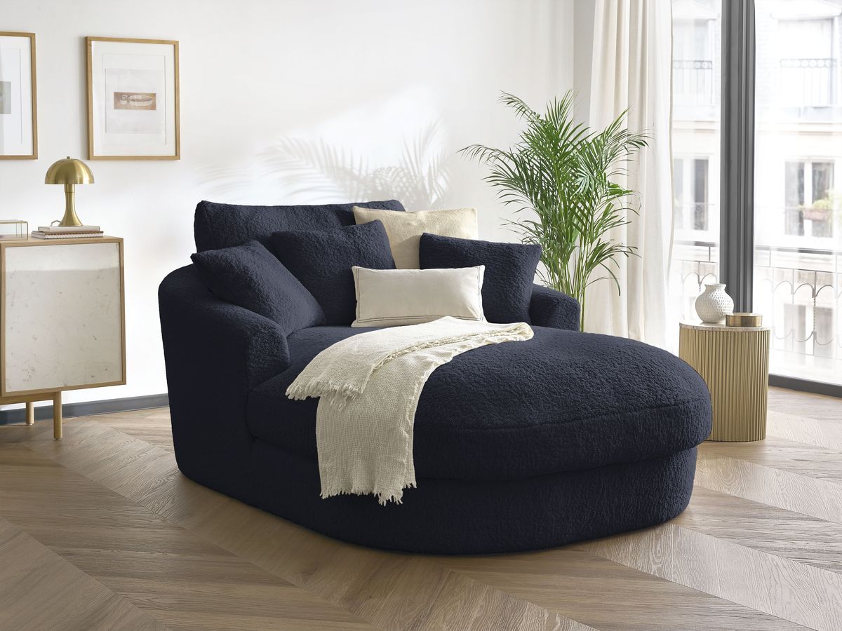 Bobochic Belem Méridienne-Modul Bouclé-Stoff Dunkelblau