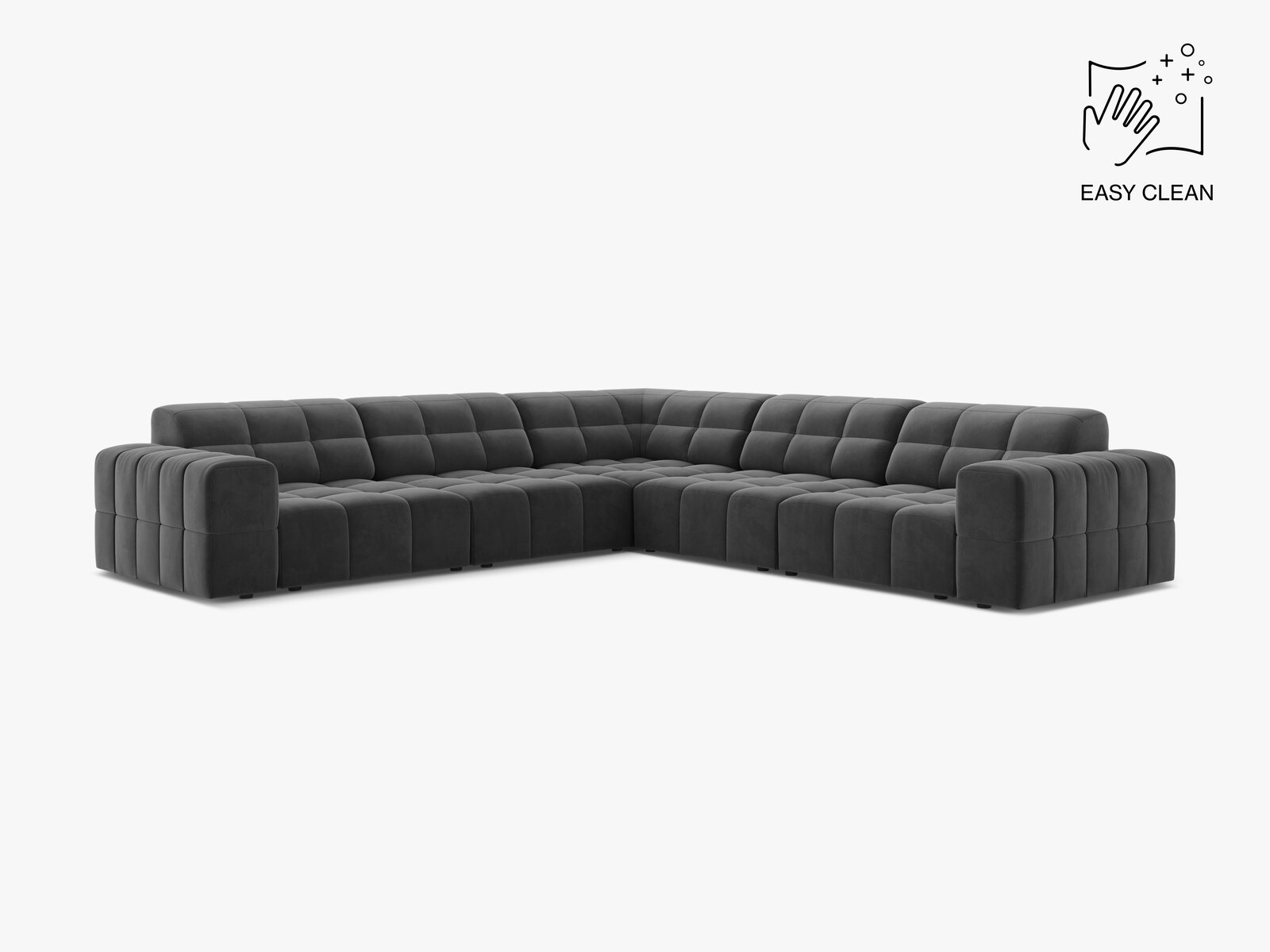 Micadoni Jennifer Modulares Ecksofa 7-Sitzer Samt Venus Grau