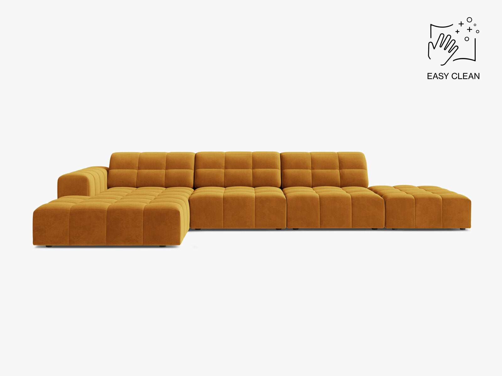 Micadoni Ecksofa Jennifer 5-Sitzer Samt Venus Gelb Links