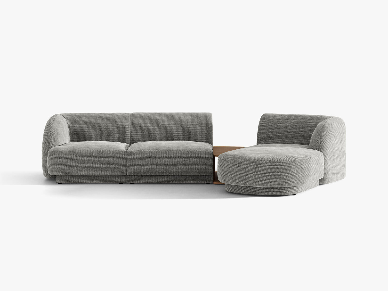 Micadoni Modulares Sofa Miley mit Recamiere 3-Sitzer Rechts Chenille Eden Hellgrau