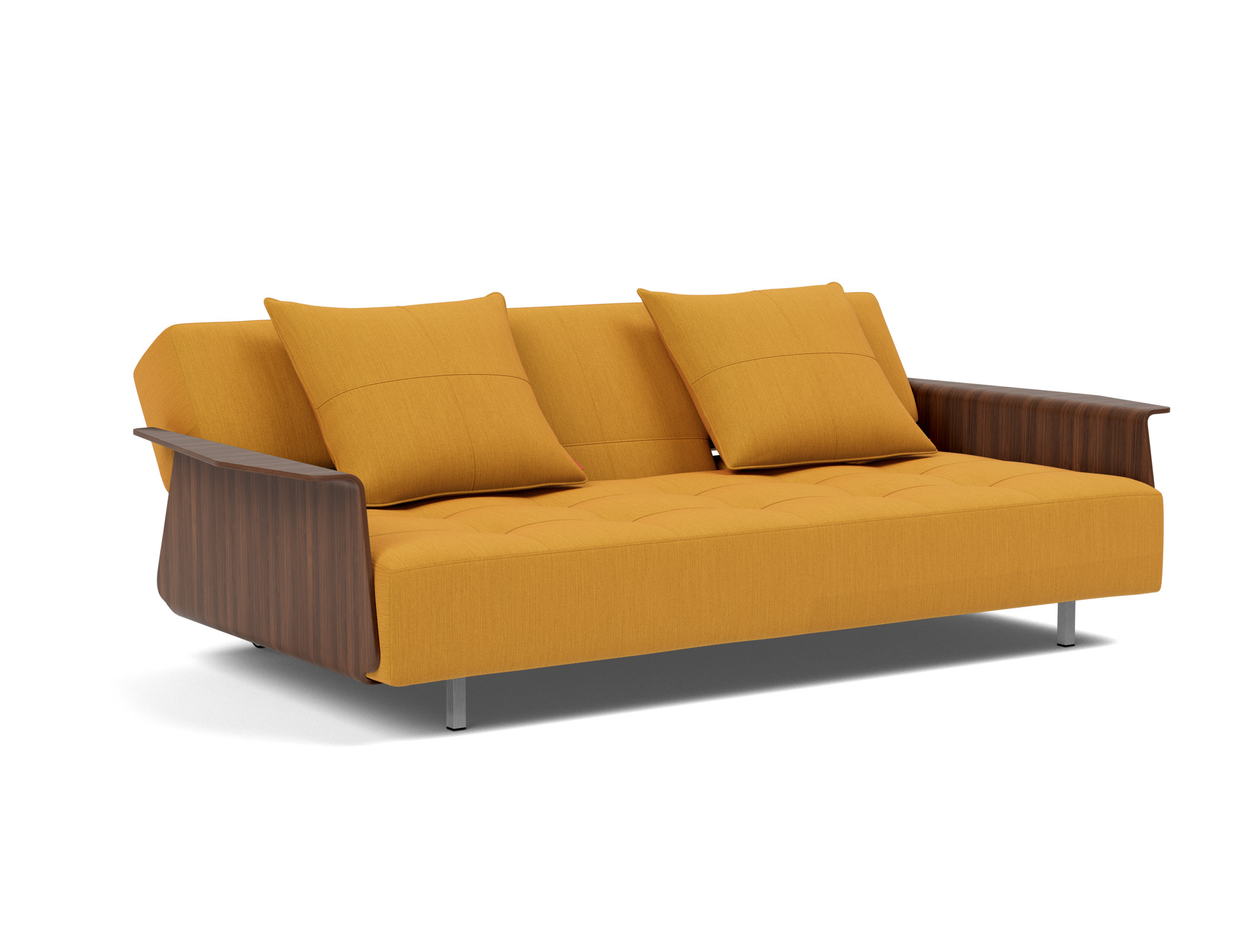 Schlafsofa Long Horn D.E.L. mit Armlehnen Flachgewebe Elegance 507-Burned-Curry