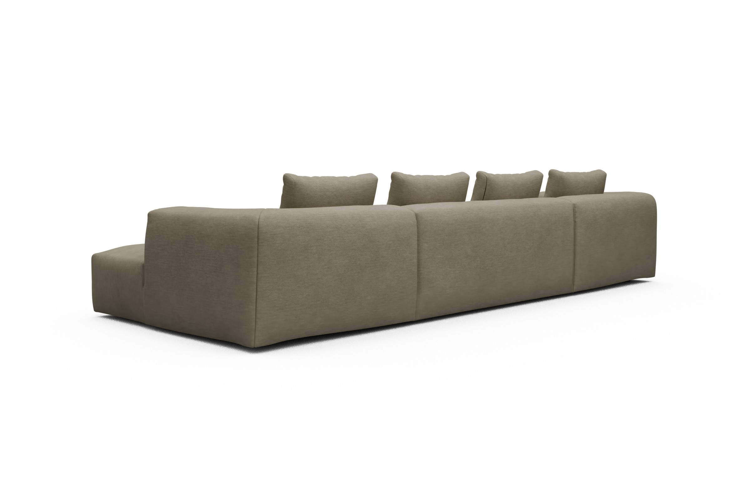 Wohnlandschaft Fred mit 2-Sitzer und Chaiselongue beidseitig Vivus-Dusty-Sand
