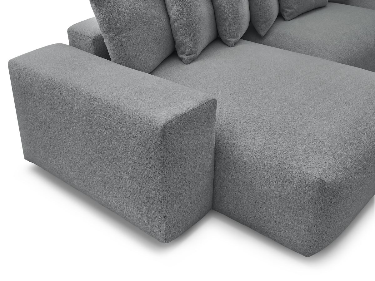Bobochic Voltaire Wohnlandschaft mit Pouf 420 × 174 cm Melange-Stoff Dunkelgrau