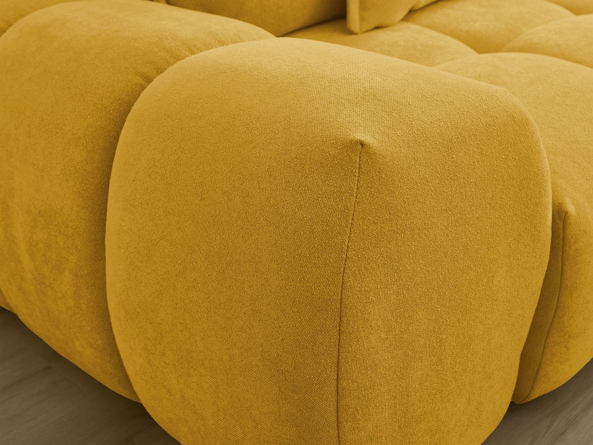 Bobochic Everest Schlafsofa 3-Sitzer mit Bettkasten, 5 Kissen Strukturstoff Gelb
