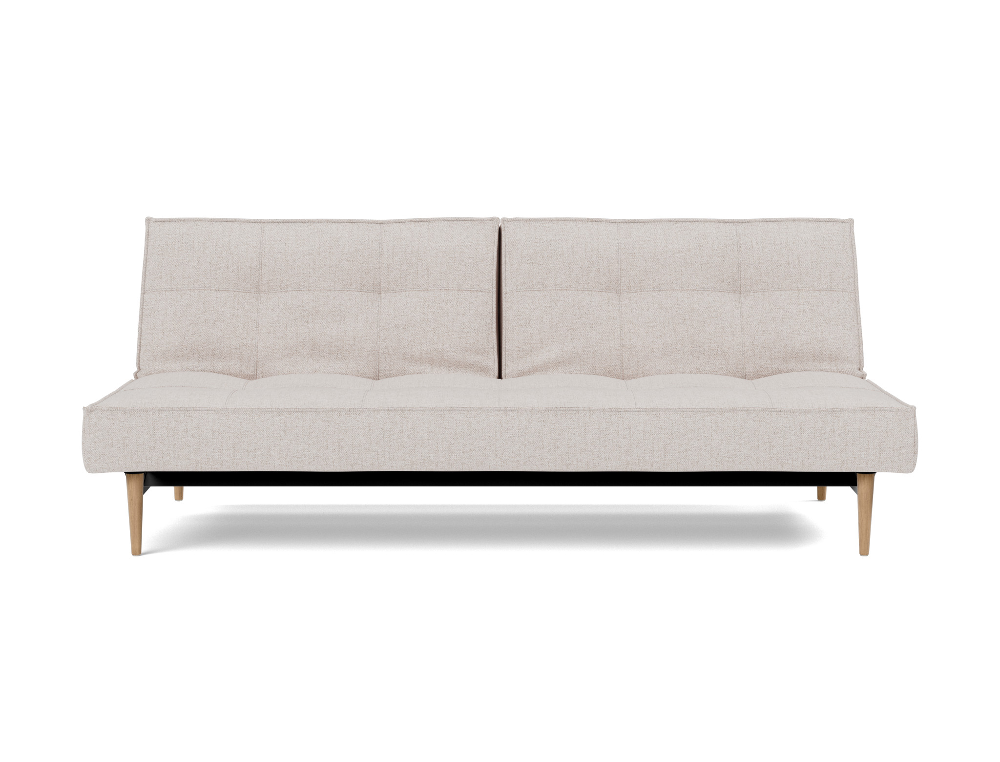 Schlafsofa Splitback Strukturierter Stoff Weda 300-Weda-Sand Beine Styletto Eiche hell