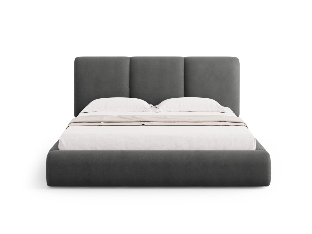 Cosmopolitan Design Stauraumbett mit Kopfteil Nicolas 180x200 Chenille Rebel Dunkelgrau