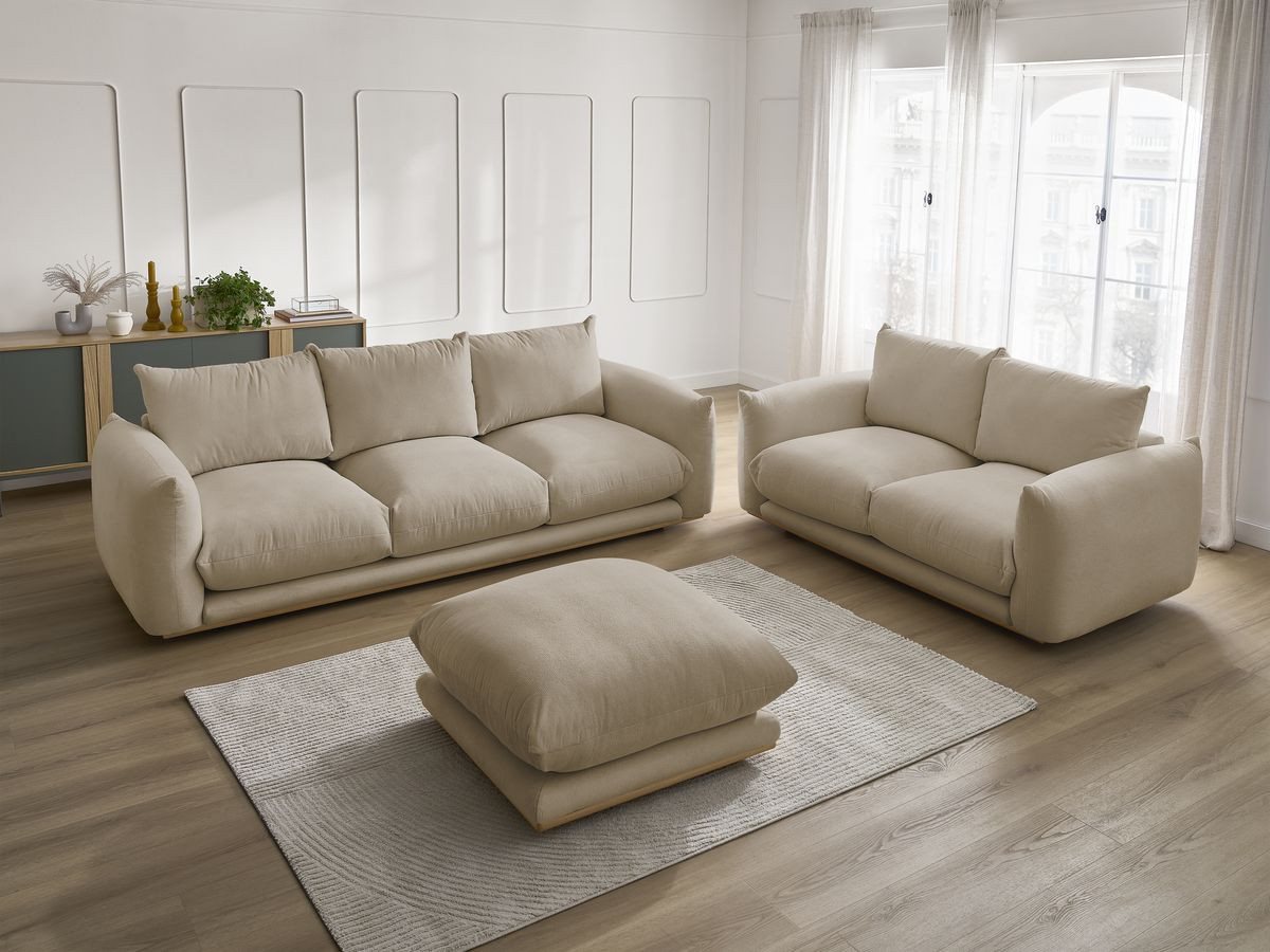 Bobochic Ernest Sofa 6-Sitzer mit Pouf Stoff Taupe