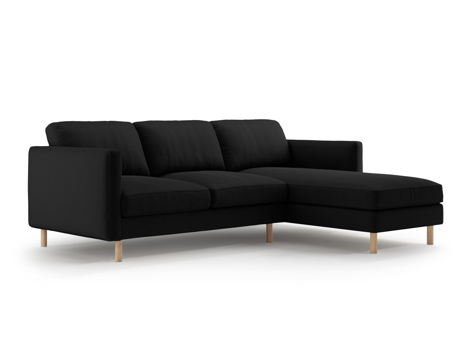 Micadoni Ecksofa Eden Groß 3-Sitzer Rechts Samt Schwarz