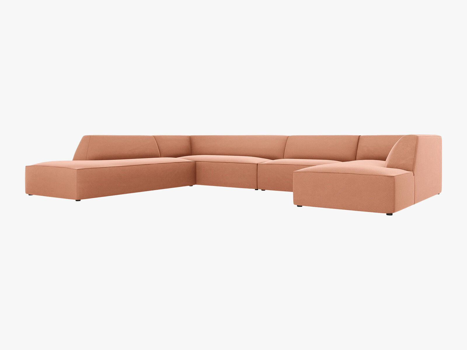 Micadoni Panorama-Ecksofa Ruby 7-Sitzer Links Samt Salvador Rosa