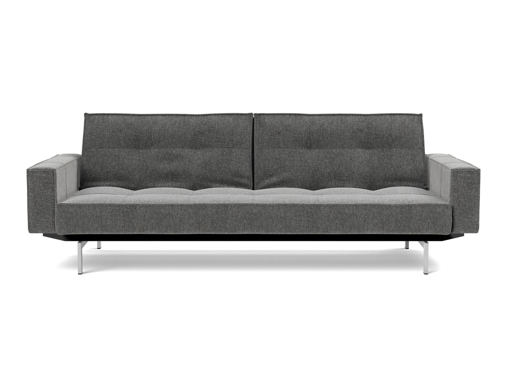 Schlafsofa Splitback mit Armlehnen Strukturierter Stoff Twist 563-Charcoal Beine Chrom