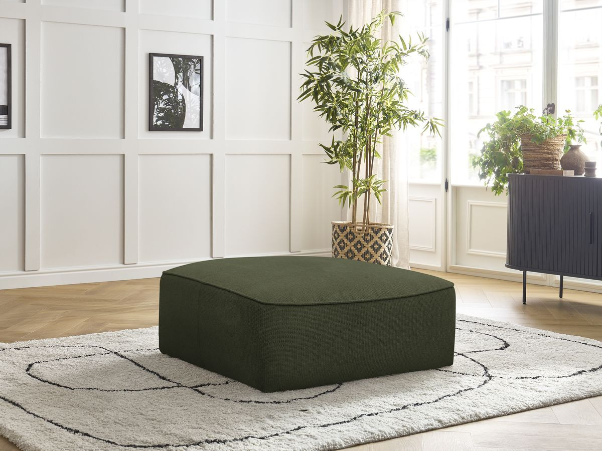 Bobochic Leopold Pouf Melange-Stoff Dunkelgrün