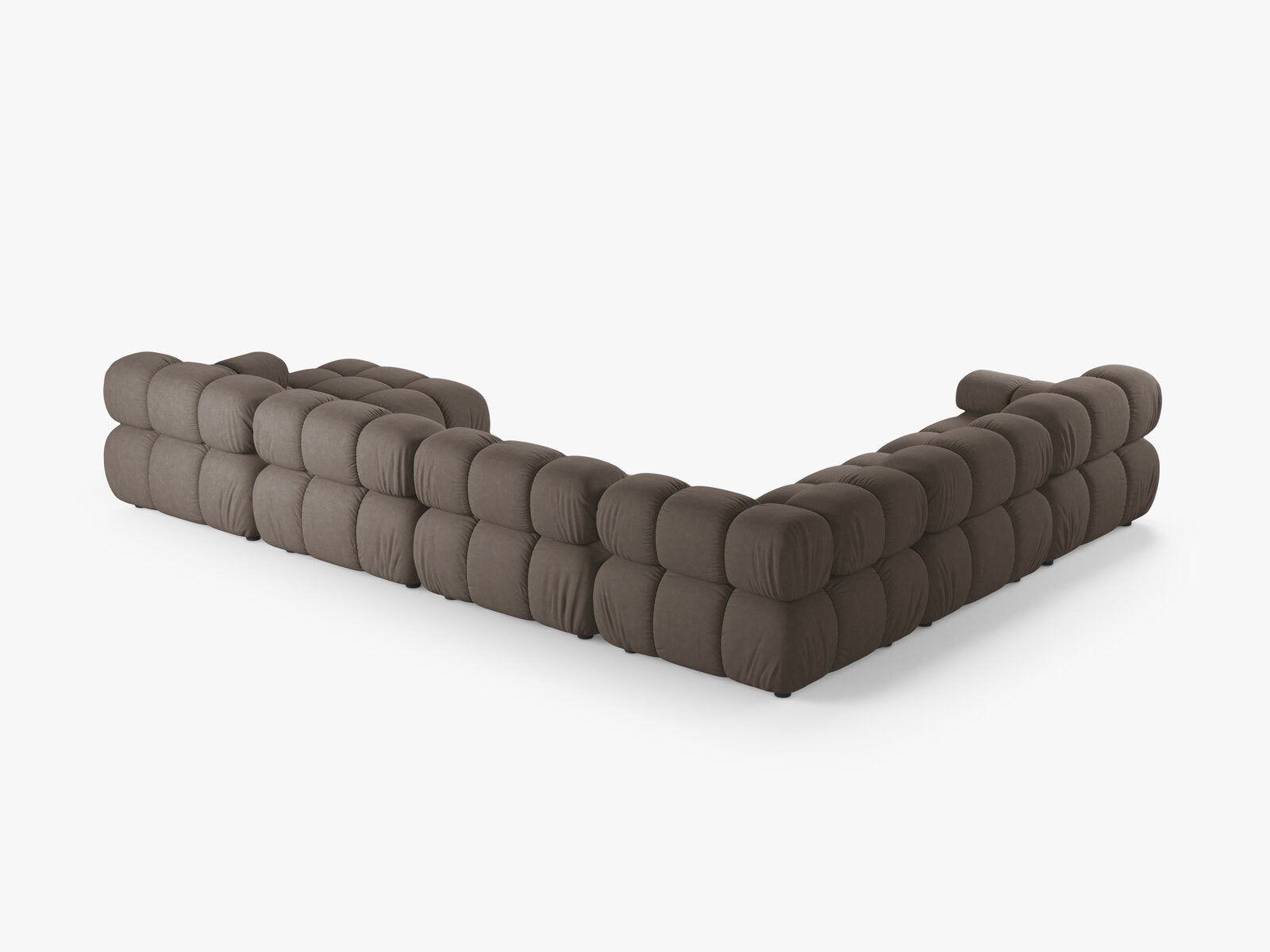 Micadoni Modulares Panorama Ecksofa Bellis 8-Sitzer Links Strukturierter Stoff Liberty Cappuccino