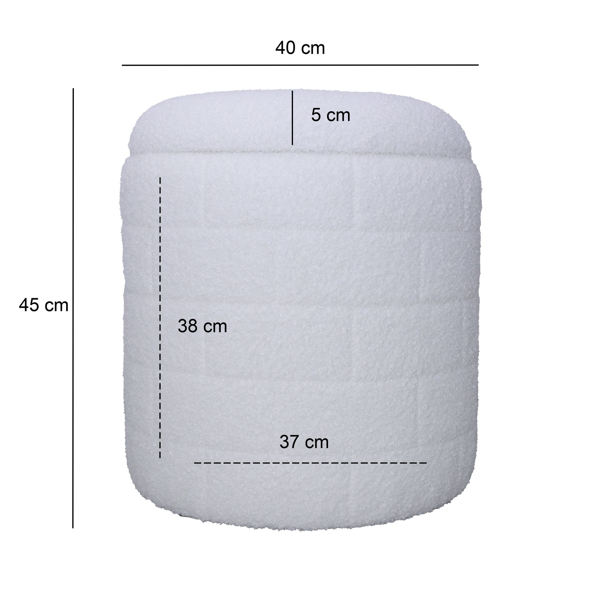 Sitzhocker Orkanger Stoff Weiß Ø 40 cm