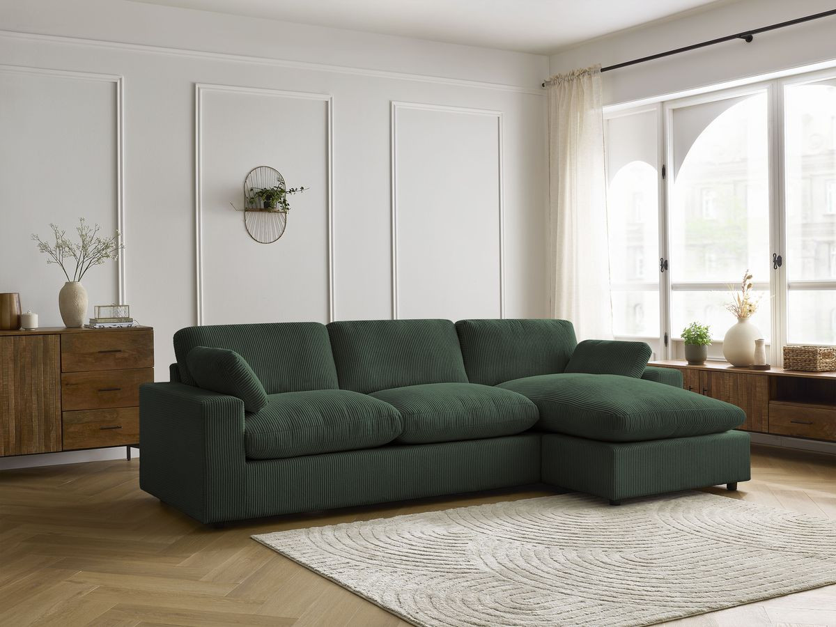 Bobochic Belair Ecksofa 280 × 139 cm Cordsamt Grün