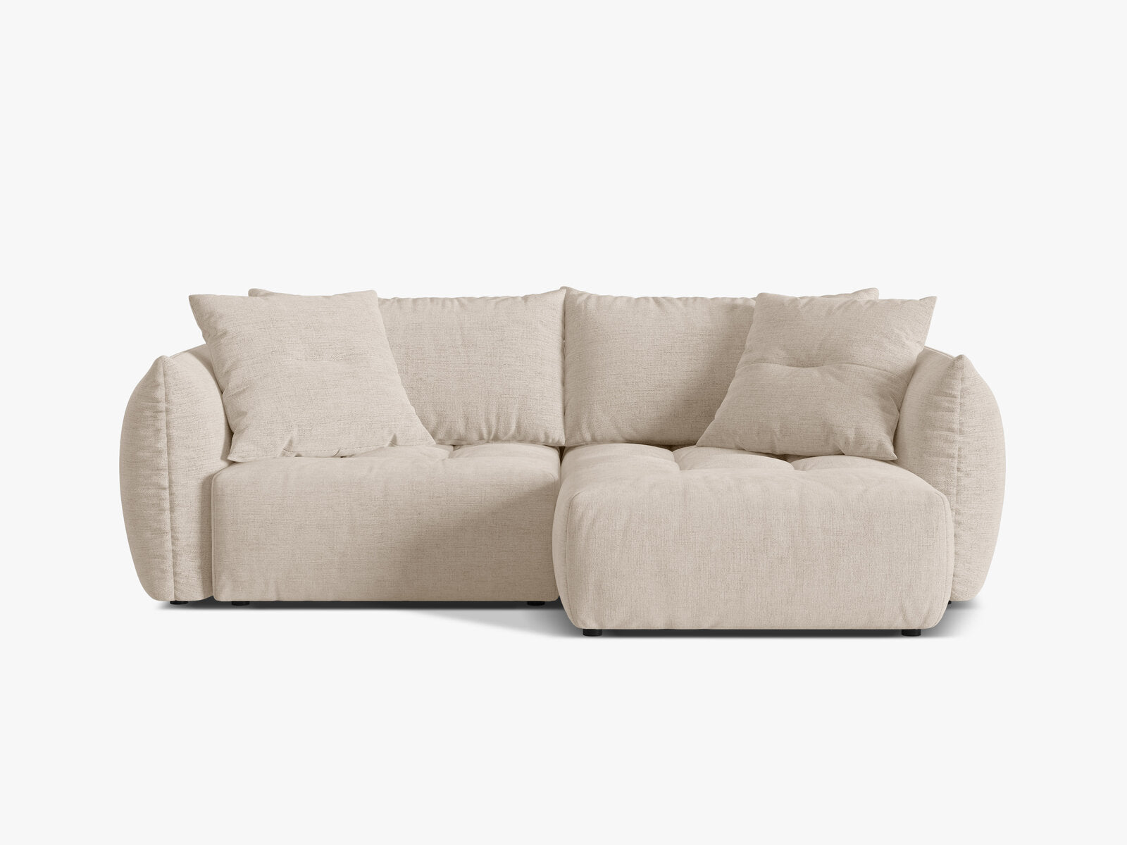 Micadoni Bloom Ecksofa 3-Sitzer mit Schlaffunktion Rechts Strukturierter Stoff Wind Helles Beige