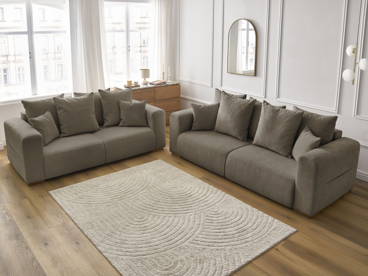 Bobochic Sidonie Sofa 5-Sitzer Melange-Stoff Taupe