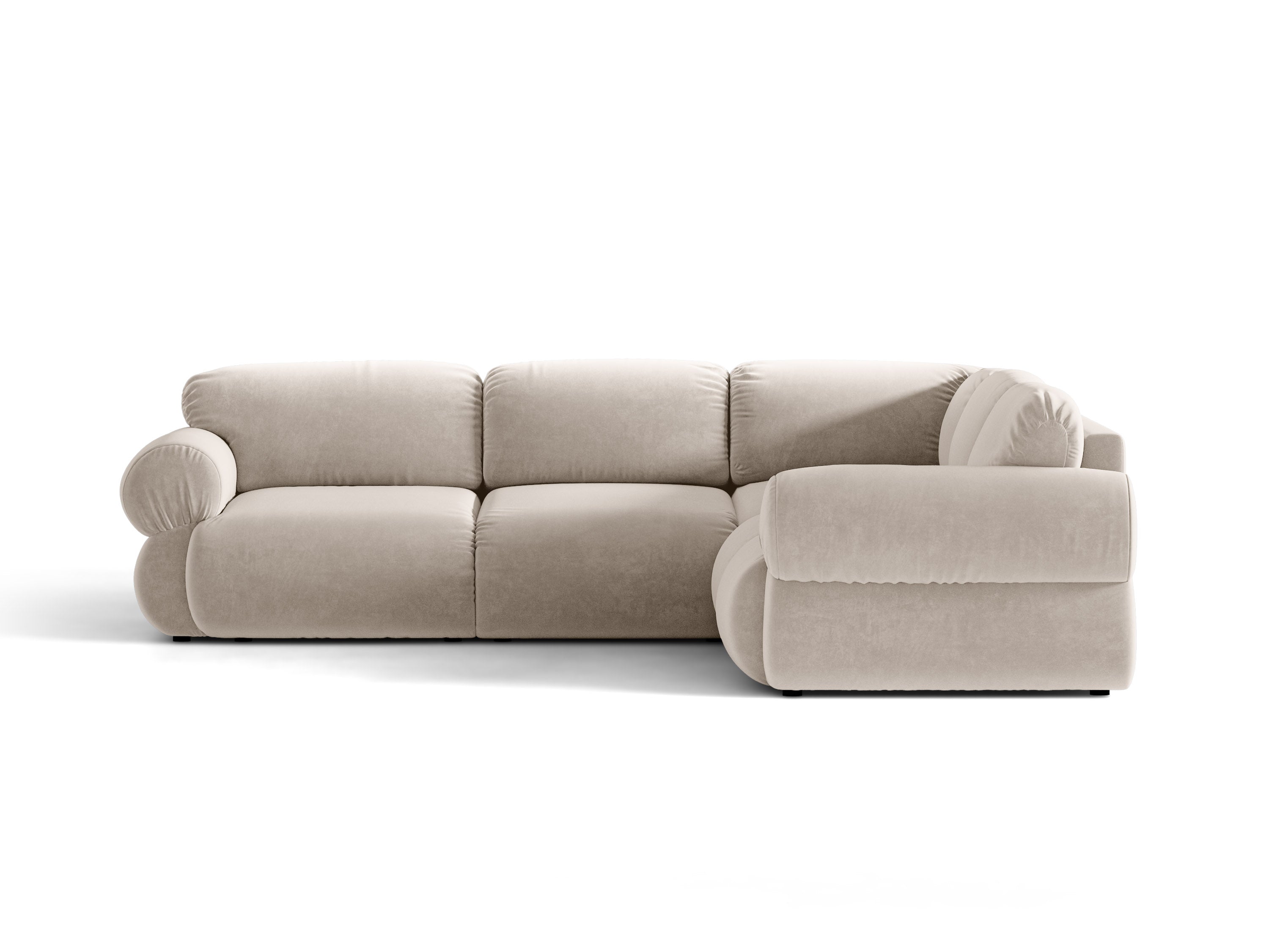 Micadoni Ophelia Symmetrisches Ecksofa aus Samt Samt Salvador Beige