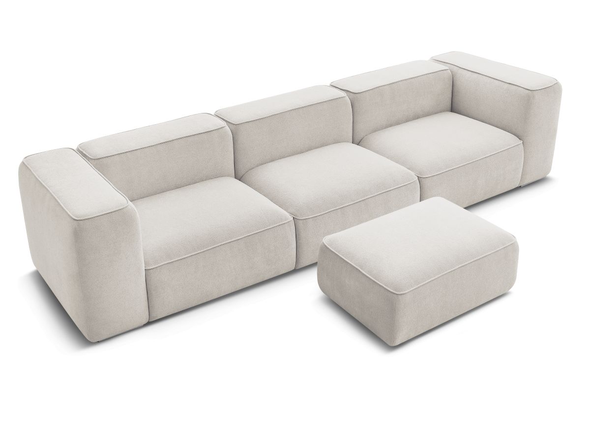 Bobochic Zephyr Sofa 4-Sitzer mit Pouf Strukturstoff Beige