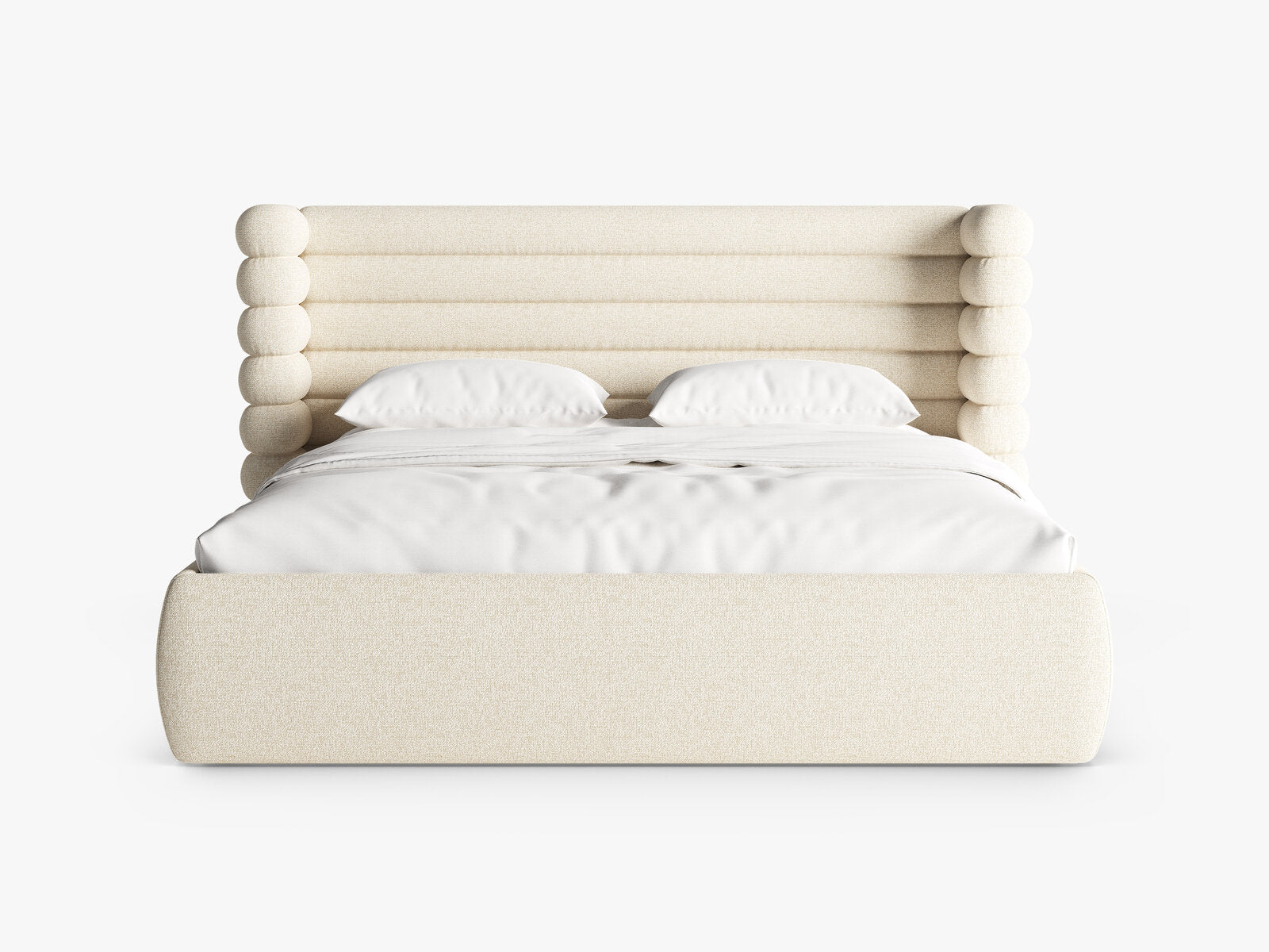 Micadoni Stauraumbett mit Kopfteil Mount Strukturierter Stoff Puente Hellbeige Melange 180x200