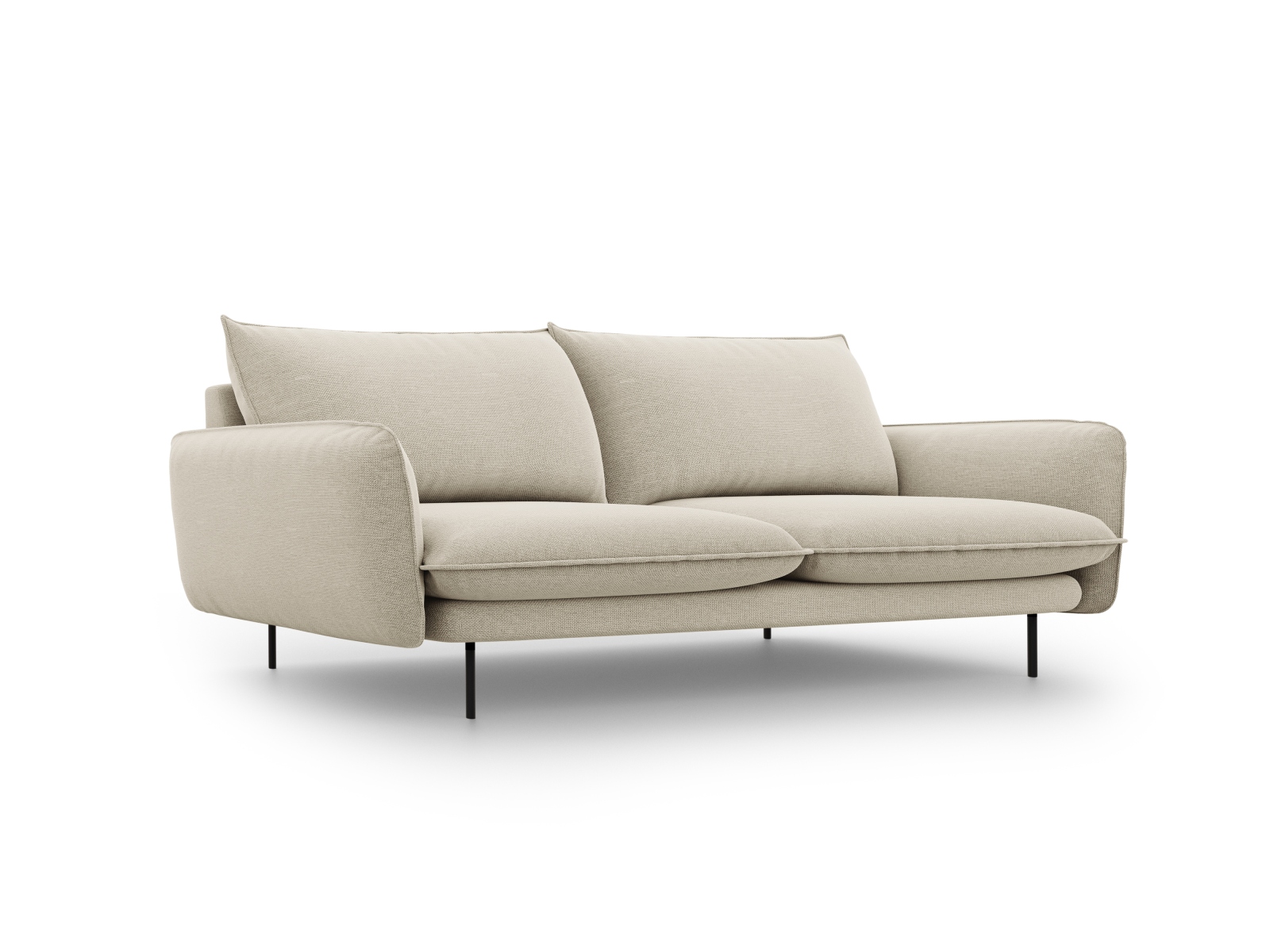 Cosmopolitan Design Sofa Vienna 4-Sitzer Strukturierter Stoff Positano Beige Beine Schwarzes Metall