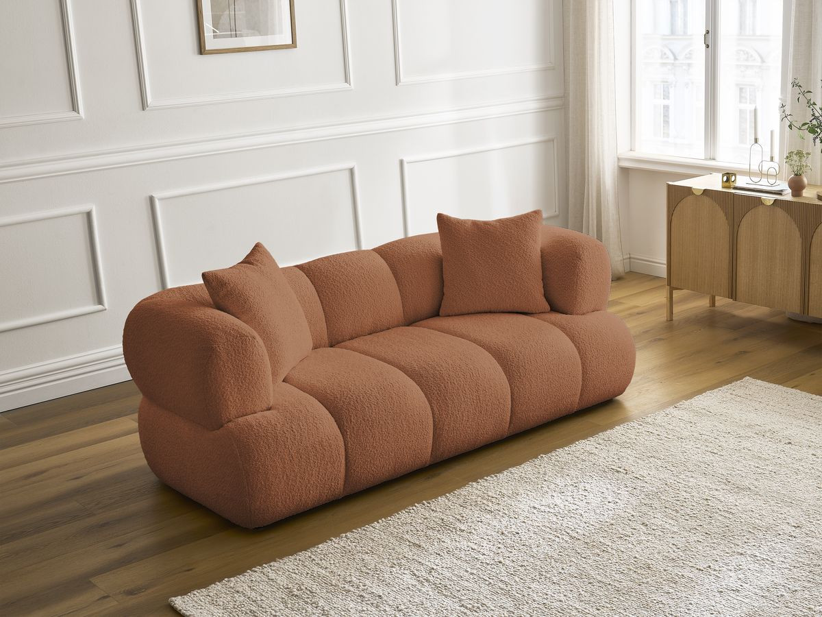 Bobochic Pamira Sofa 2-Sitzer Bouclé-Stoff Orange