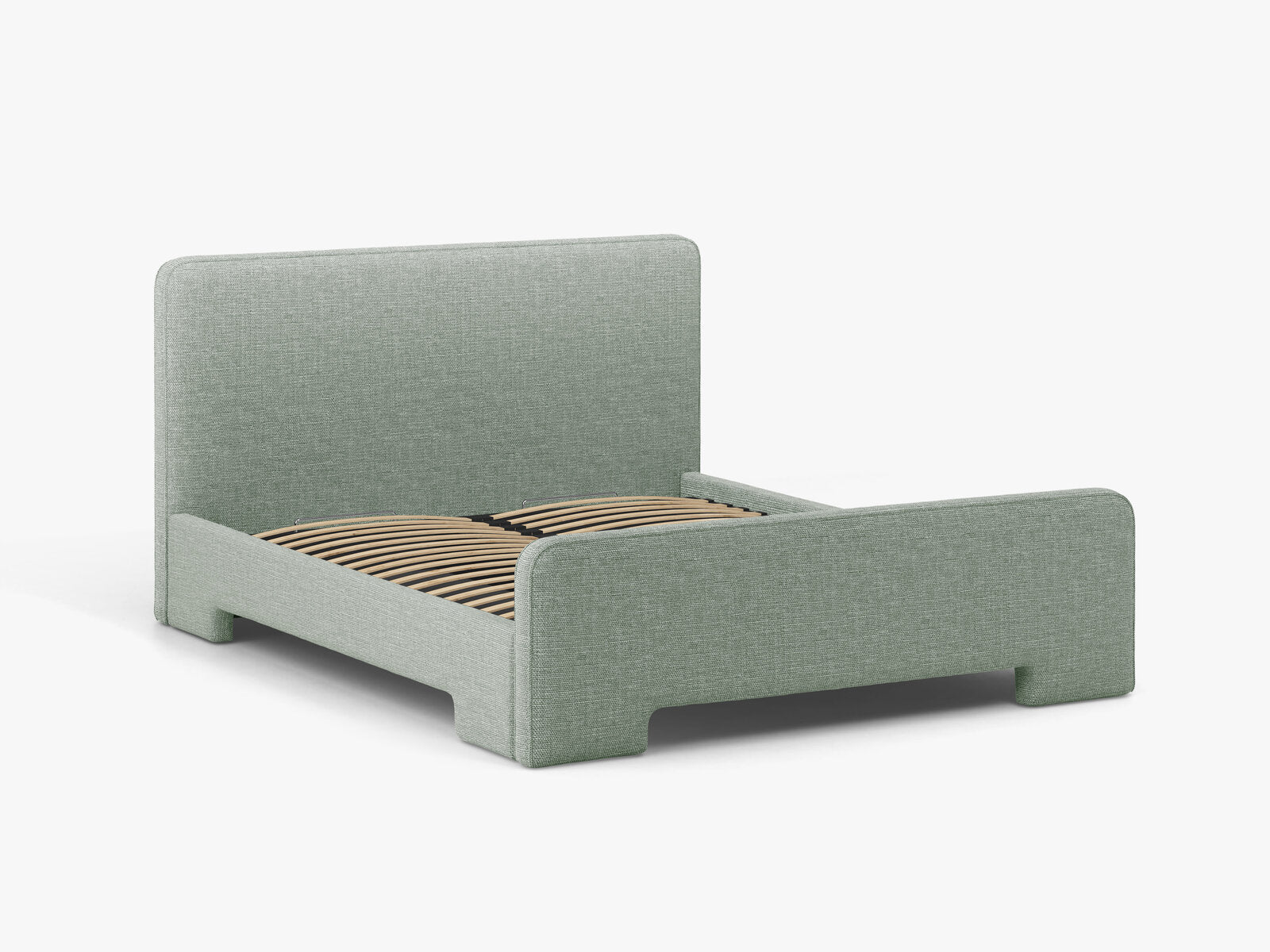 Micadoni Eda Bett mit Kopfteil Strukturierter Stoff Bjorn Minze 140x200