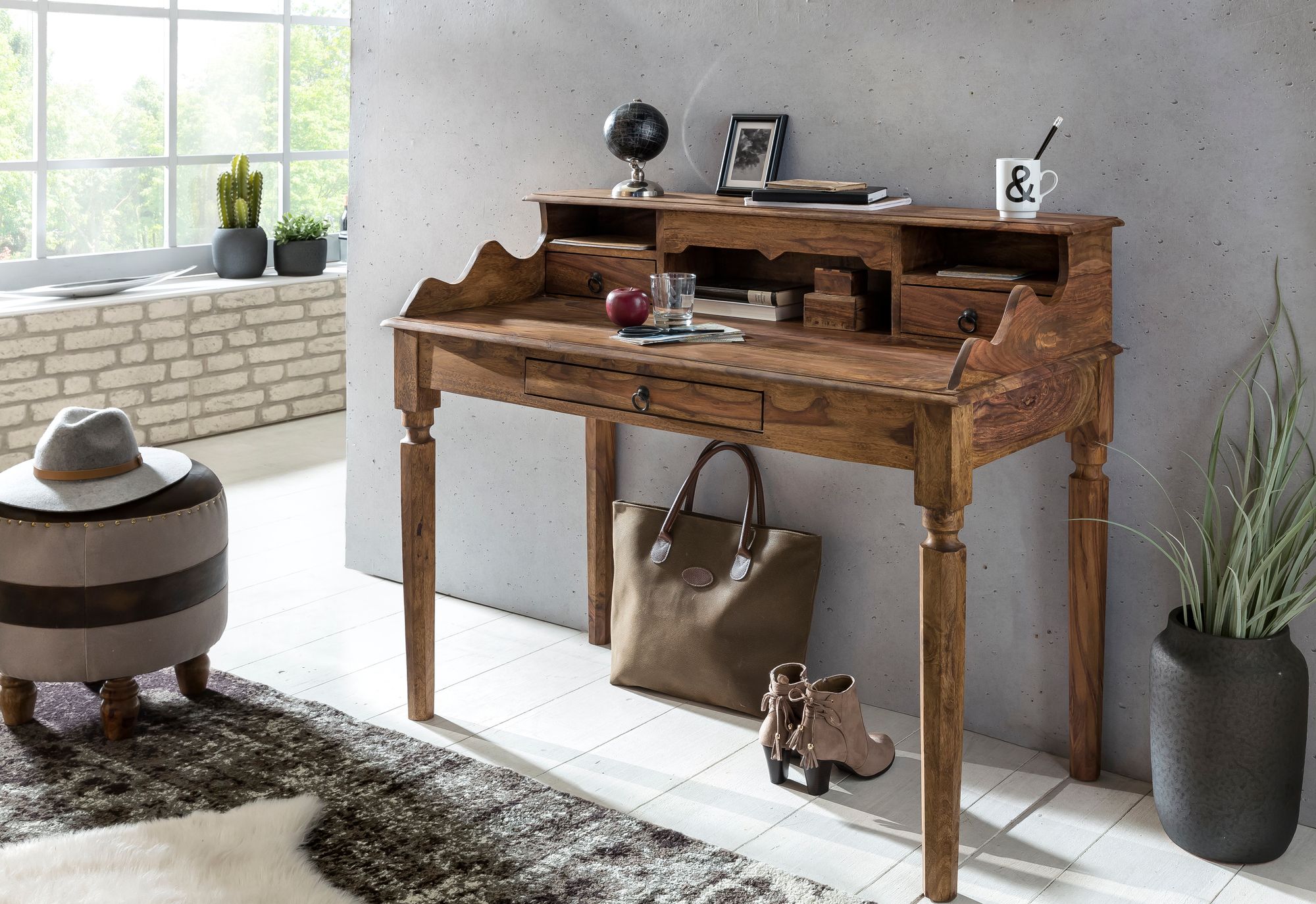 Schreibtisch Larvik Massivholz Dunkelbraun 115 × 60 × 100 cm