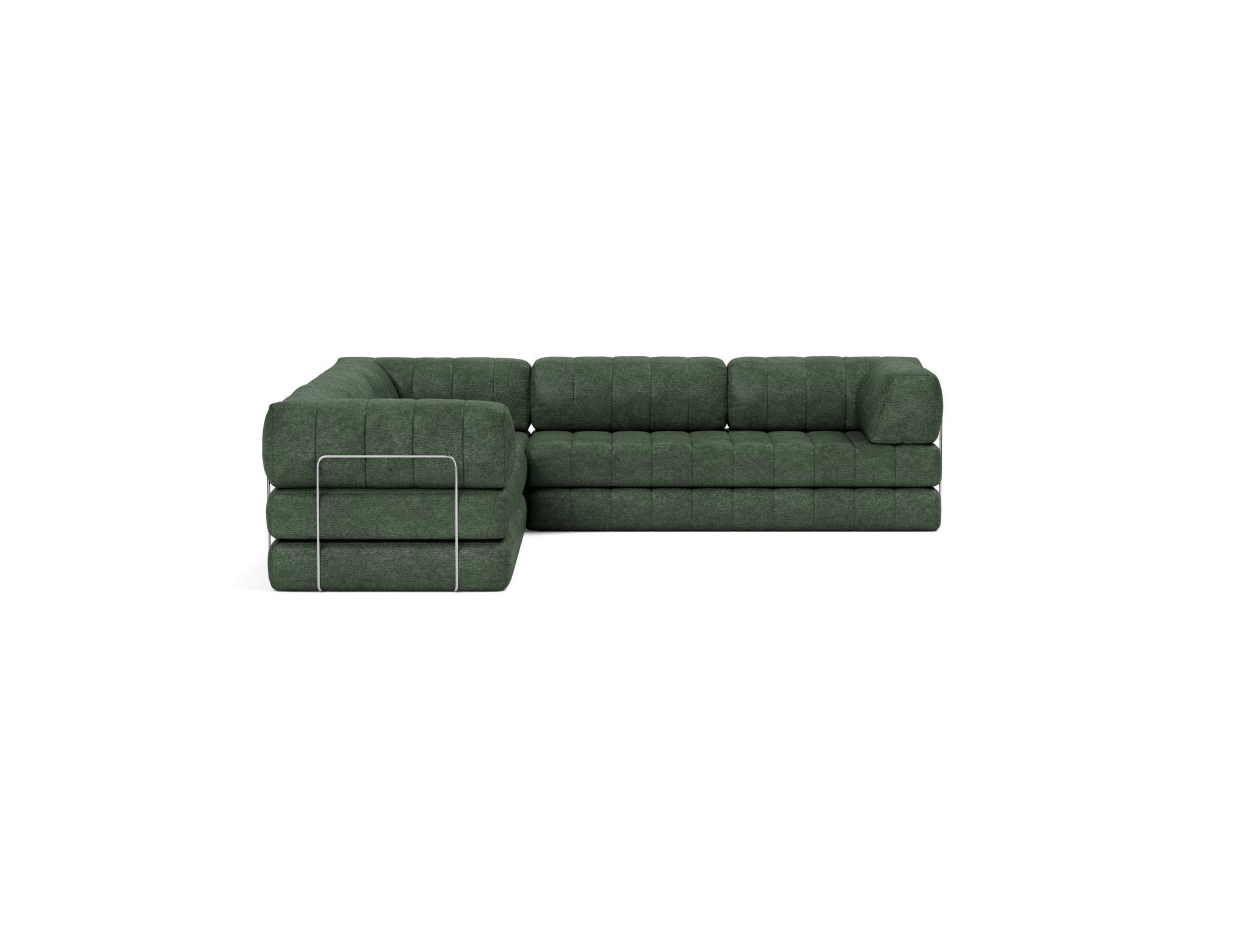 Eck-Schlafsofa CozyPad mit Armlehnen Flachgewebe Avella 281-Pine-Green