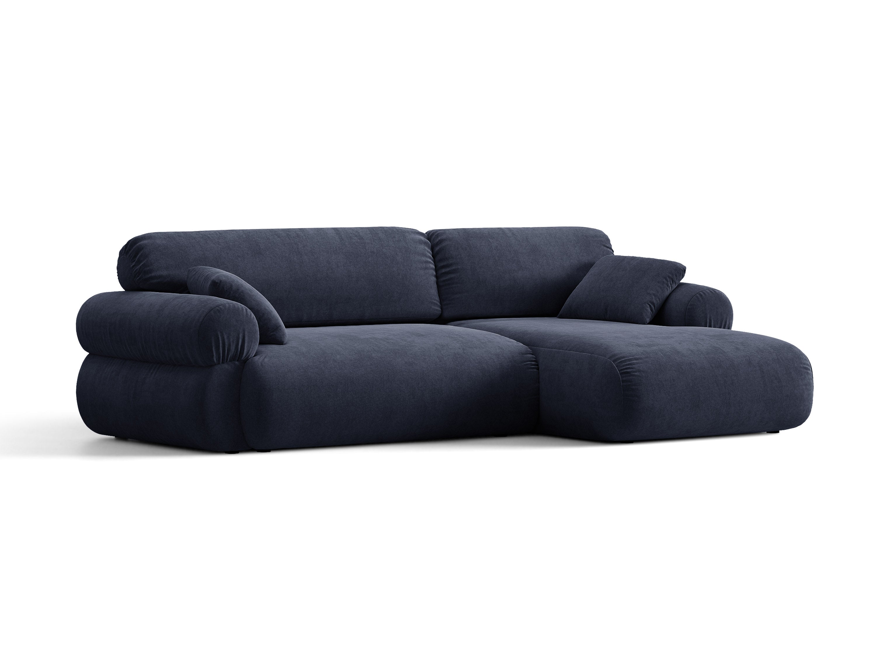 Micadoni Ophelia Ecksofa 4-Sitzer mit Schlaffunktion Strukturierter Stoff Liberty Marineblau Rechts