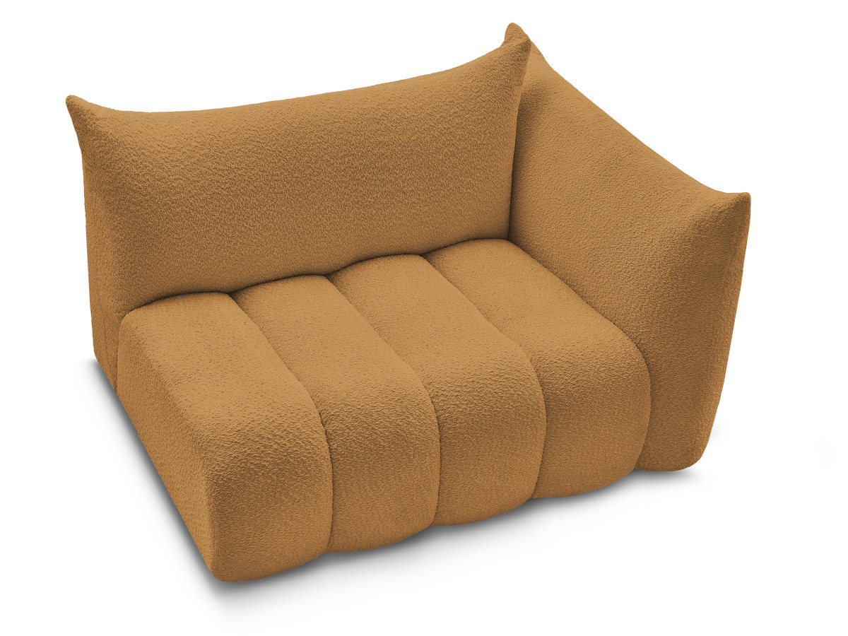 Bobochic Azra Sofamodul 2-Sitzer 143 × 112 cm Bouclé-Stoff Gelb Ecke rechts