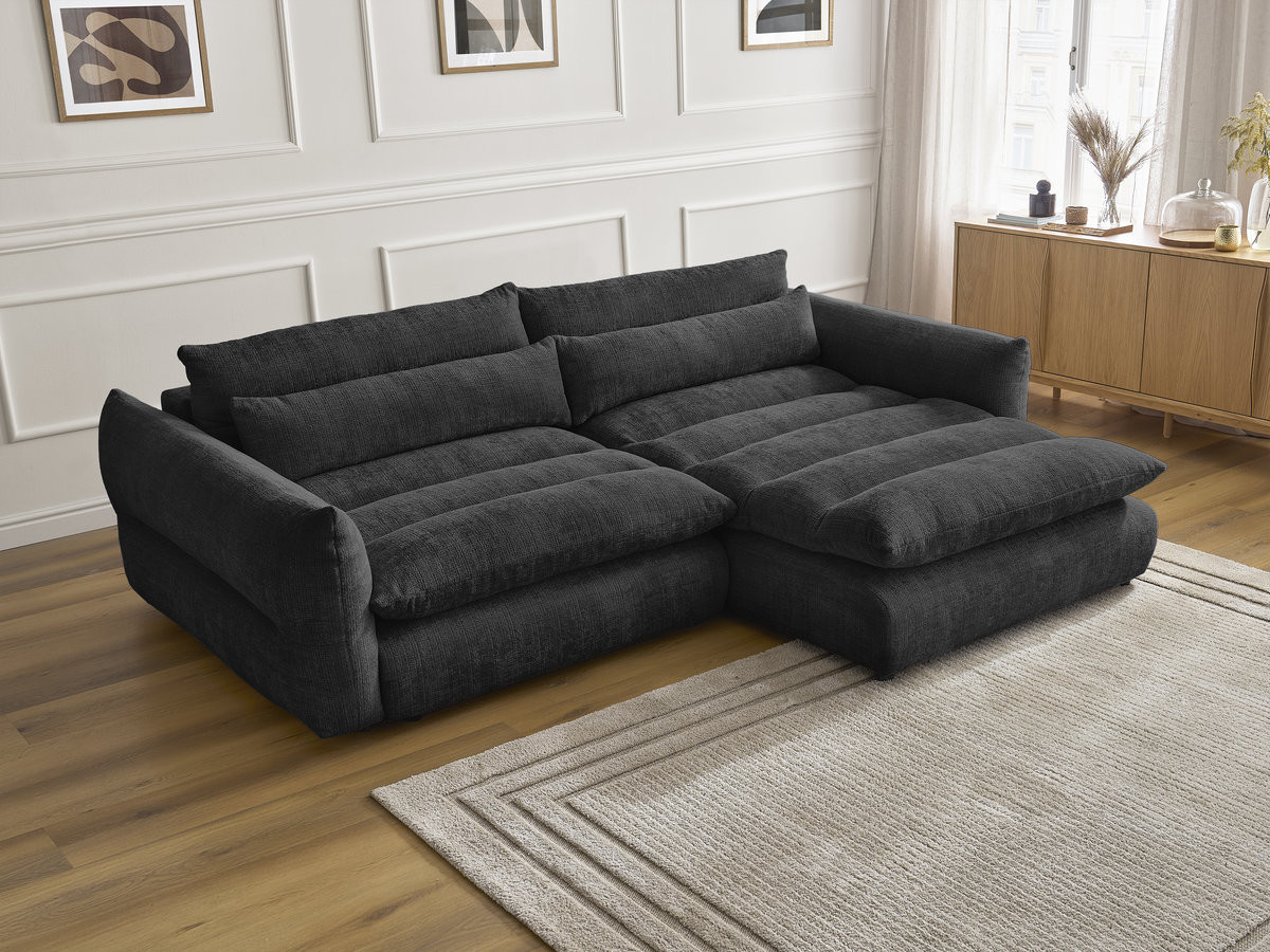 Bobochic Neil Ecksofa Strukturstoff Schwarz Ecke rechts