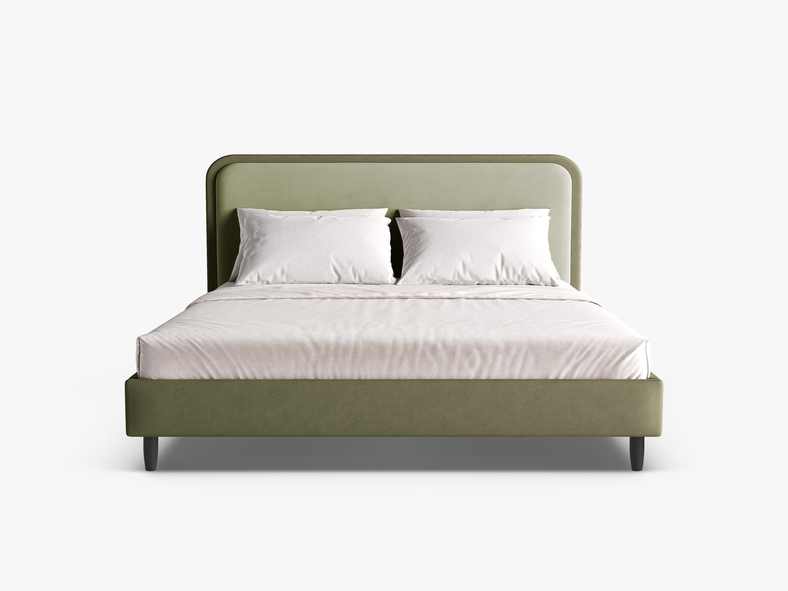 Micadoni Stauraumbett mit Kopfteil Aveline Samt Magic Velvet, Vegan-Leder Vega Grün, Moosgrün 180x200