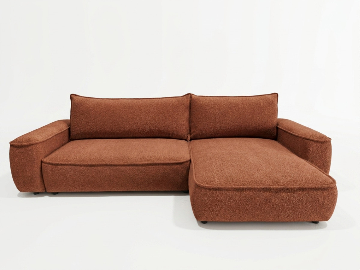 Bobochic Honore Ecksofa mit Schlaffunktion und Bettkasten Chenille Orange